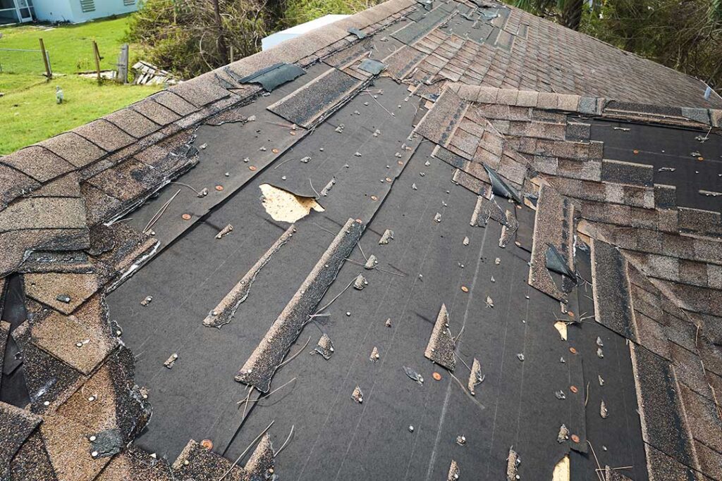 A homeowner examines attic insulation beside roof rafters and clear ventilation channels.